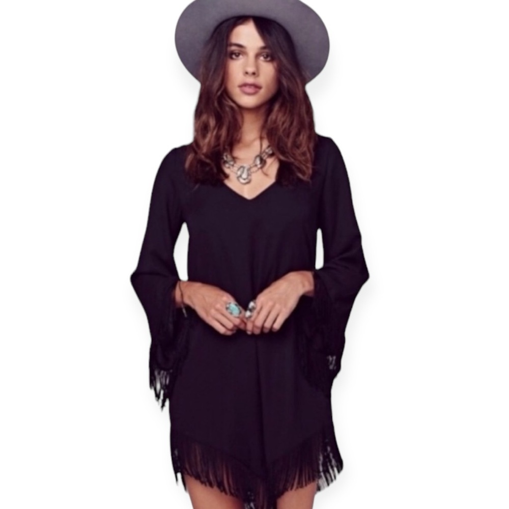 Show Me Your MuMu Black Fringe Dress